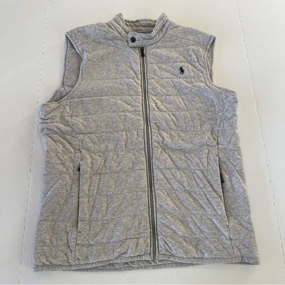 POLO RALPH LAUREN QUILTED ZIP FRONT VEST GRAY SIZE MEDIUM
